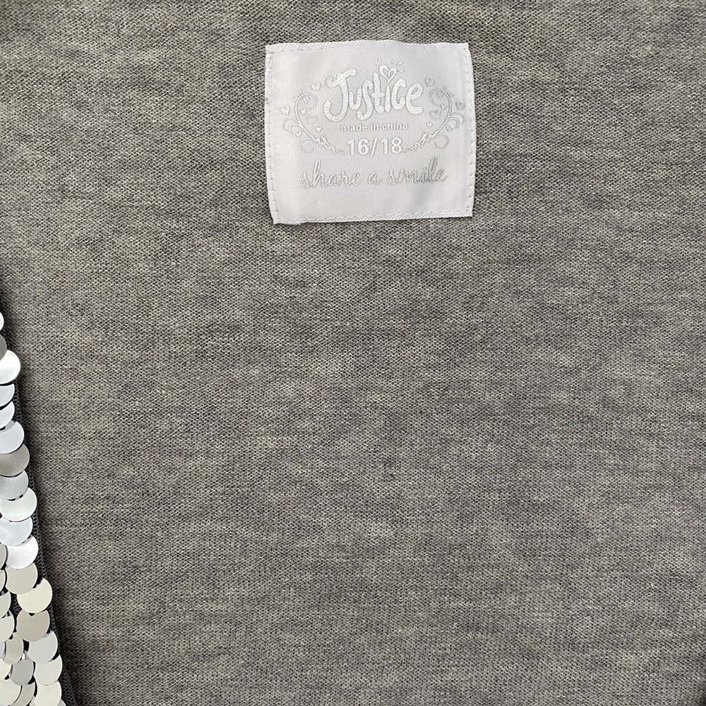 Grey sequin 16/18 Justice cropped cardigan - Picture 2 of 4